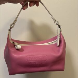 Rare Vintage Coach Pink and White Baguette Leatherware Bag